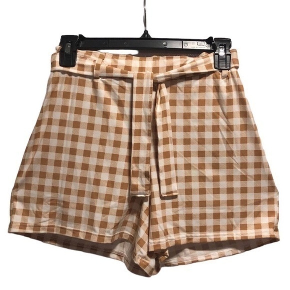 NWOT Capella Gingham Elastic Tie Waist Shorts